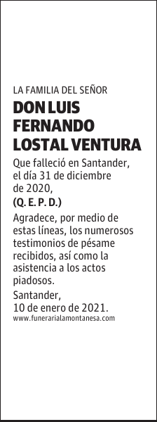 DON LUIS FERNANDO LOSTAL VENTURA