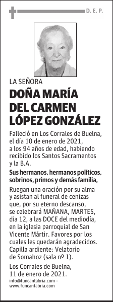 DOÑA MARÍA DEL CARMEN LÓPEZ GONZÁLEZ