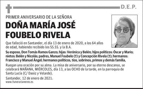 DOÑA MARÍA JOSÉ FOUBELO RIVELA