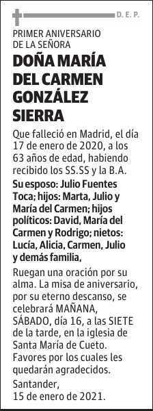 DOÑA MARÍA DEL CARMEN GONZÁLEZ SIERRA