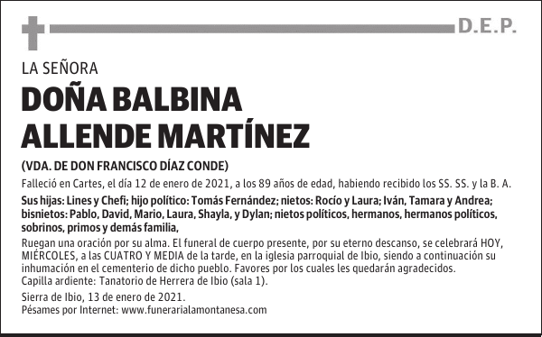 DOÑA BALBINA ALLENDE MARTÍNEZ