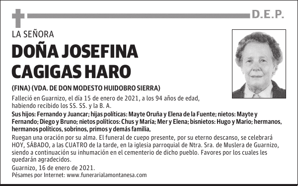 DOÑA JOSEFINA CAGIGAS HARO