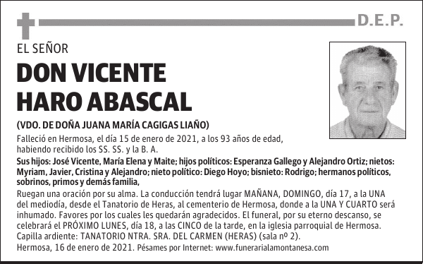 DON VICENTE HARO ABASCAL