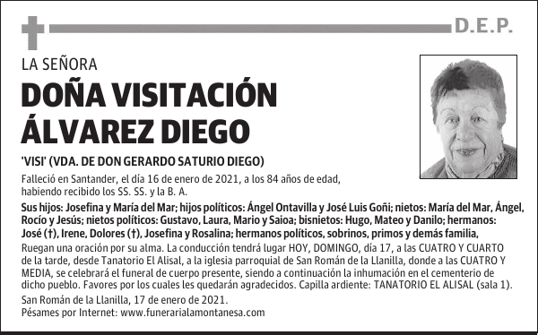 DOÑA VISITACIÓN ÁLVAREZ DIEGO