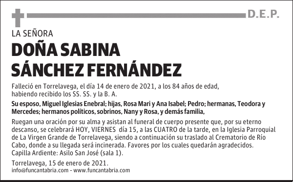 DOÑA SABINA SÁNCHEZ FERNÁNDEZ
