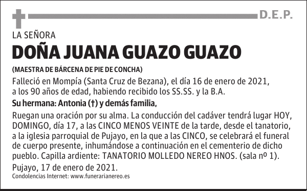 DOÑA JUANA GUAZO GUAZO