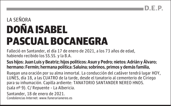 DOÑA ISABEL PASCUAL BOCANEGRA