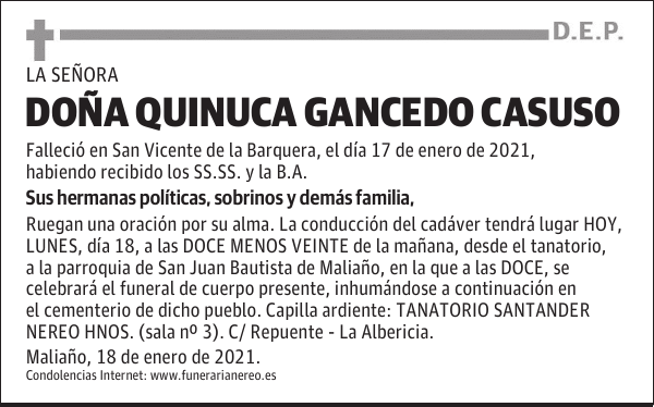 DOÑA QUINUCA GANCEDO CASUSO