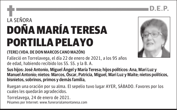 DOÑA MARÍA TERESA PORTILLA PELAYO