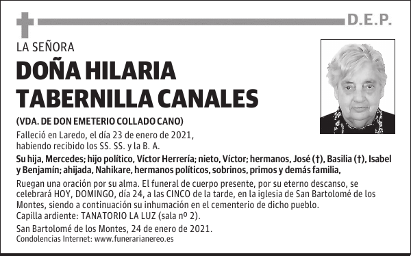 DOÑA HILARIA TABERNILLA CANALES