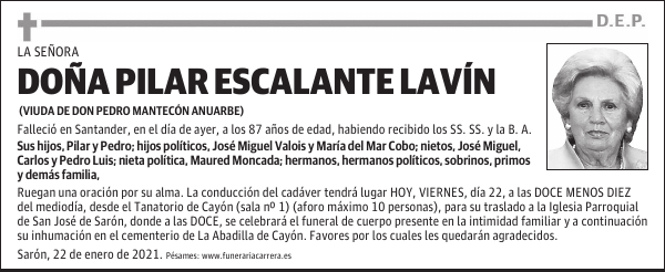DOÑA PILAR ESCALANTE LAVÍN
