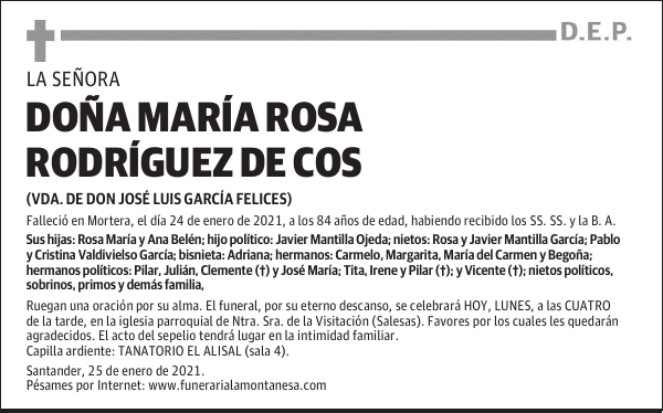 DOÑA MARÍA ROSA RODRÍGUEZ DE COS