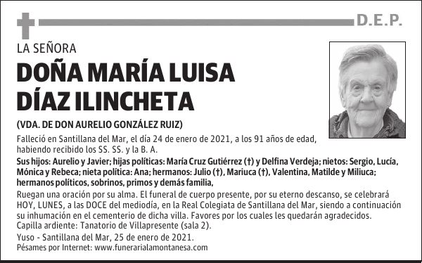 DOÑA MARÍA LUISA DÍAZ ILINCHETA