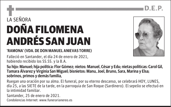 DOÑA FILOMENA ANDRÉS SAN JUAN