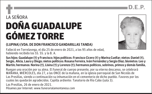 DOÑA GUADALUPE GÓMEZ TORRE