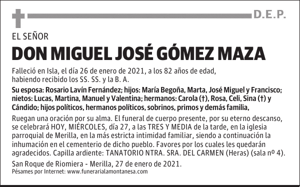 DON MIGUEL JOSÉ GÓMEZ MAZA