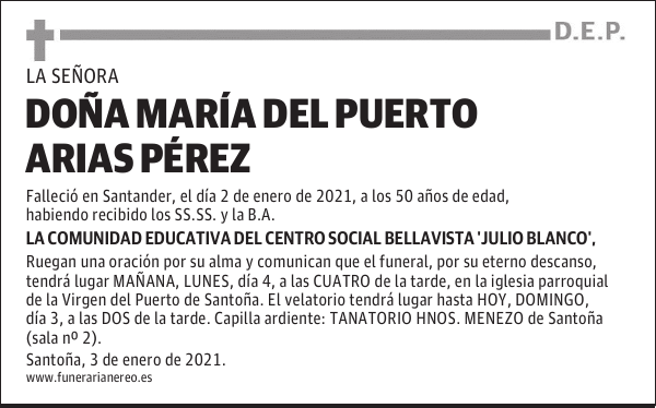 DOÑA MARÍA DEL PUERTO ARIAS PÉREZ