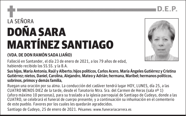 DOÑA SARA MARTÍNEZ SANTIAGO