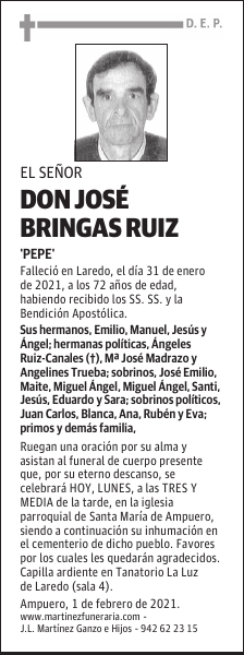 DON JOSÉ BRINGAS RUIZ
