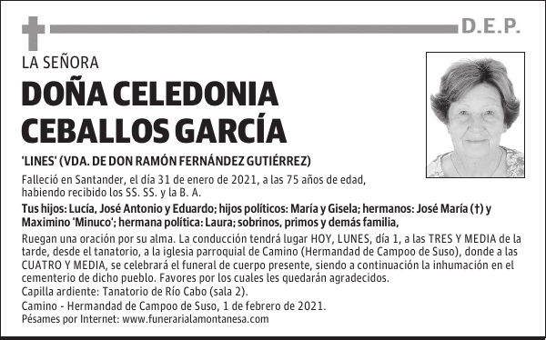 DOÑA CELEDONIA CEBALLOS GARCÍA