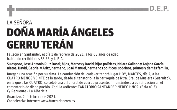 DOÑA MARÍA ÁNGELES GERRU TERÁN