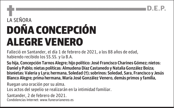 DOÑA CONCEPCIÓN ALEGRE VENERO