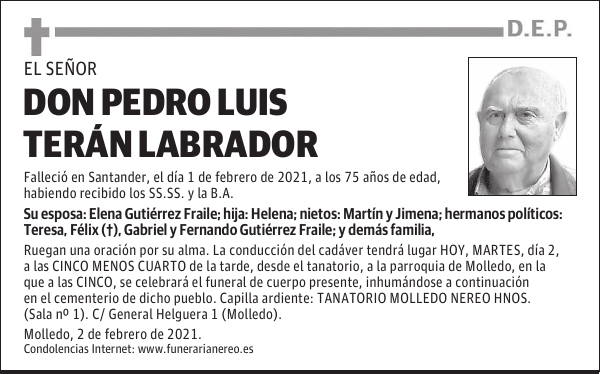 DON PEDRO LUIS TERÁN LABRADOR