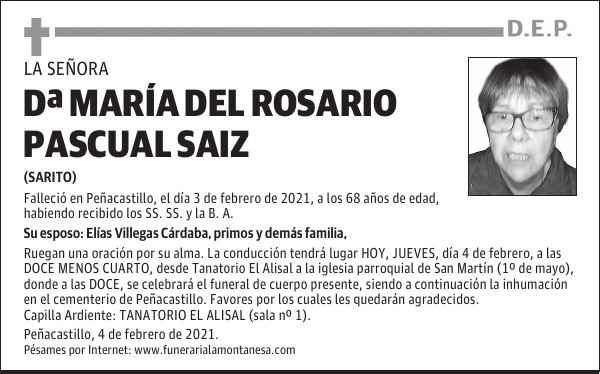 DOÑA MARÍA DEL ROSARIO PASCUAL SAIZ