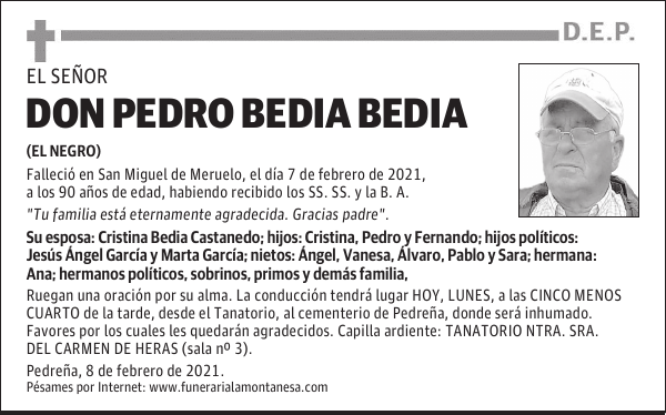 DON PEDRO BEDIA BEDIA