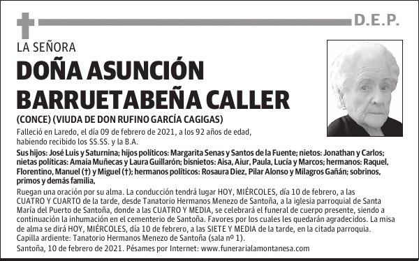 DOÑA ASUNCIÓN BARRUETABEÑA CALLER