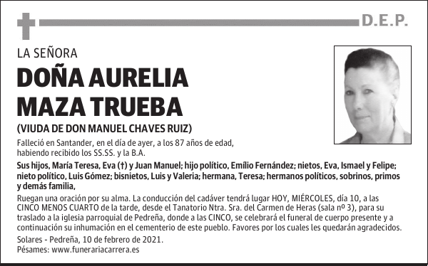 DOÑA AURELIA MAZA TRUEBA