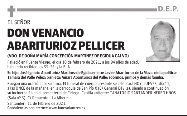 DON VENANCIO ABARITURIOZ PELLICER