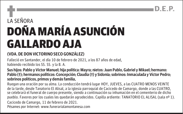 DOÑA MARÍA ASUNCIÓN GALLARDO AJA