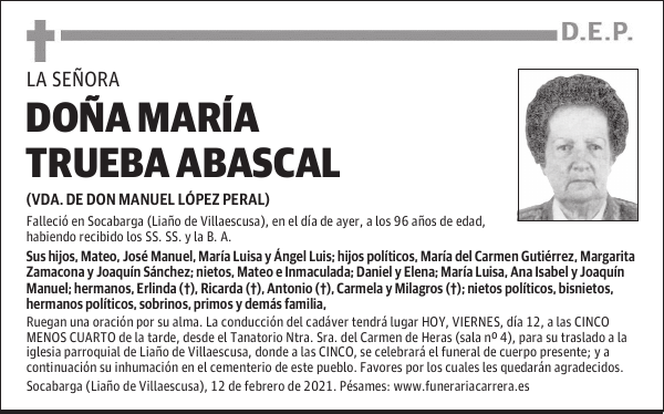 DOÑA MARÍA TRUEBA ABASCAL