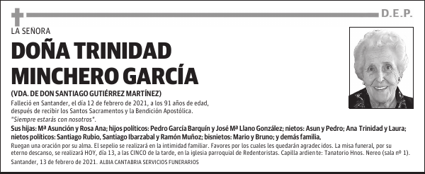 DOÑA TRINIDAD MINCHERO GARCÍA