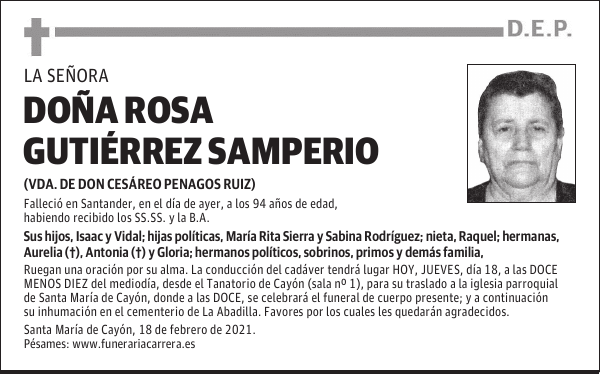 DOÑA ROSA GUTIÉRREZ SAMPERIO