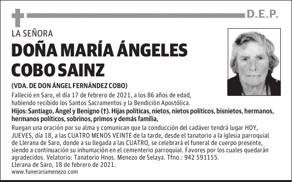 DOÑA MARÍA ÁNGELES COBO SAINZ