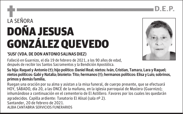 DOÑA JESUSA GONZÁLEZ QUEVEDO
