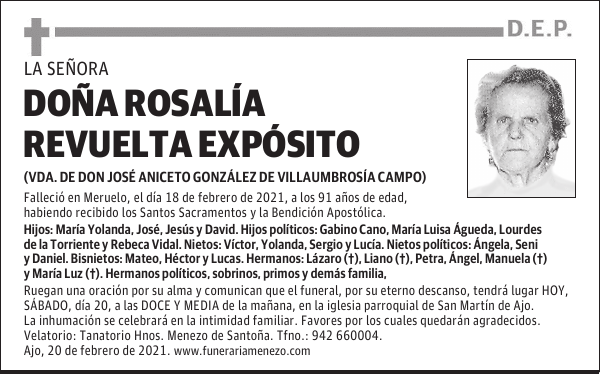 DOÑA ROSALÍA REVUELTA EXPÓSITO