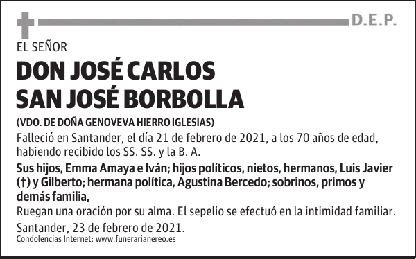 DON JOSÉ CARLOS SAN JOSÉ BORBOLLA
