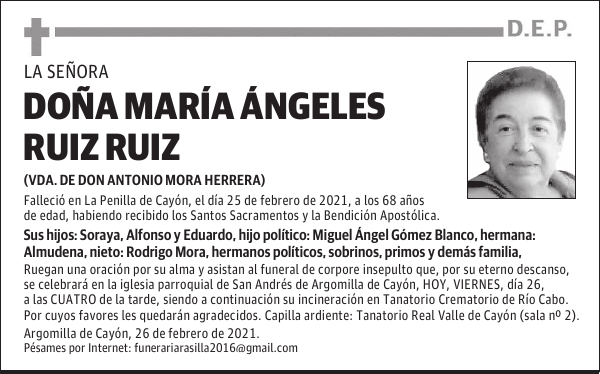 DOÑA MARÍA ÁNGELES RUIZ RUIZ