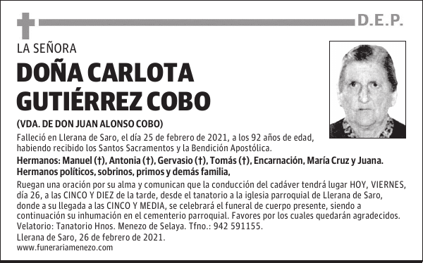 DOÑA CARLOTA GUTIÉRREZ COBO