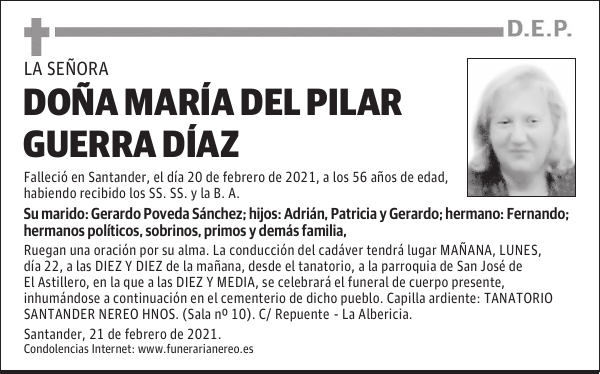 DOÑA MARÍA DEL PILAR GUERRA DÍAZ