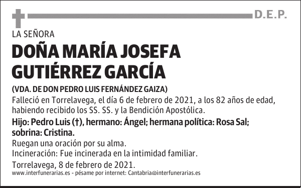 DOÑA MARÍA JOSEFA GUTIÉRREZ GARCÍA