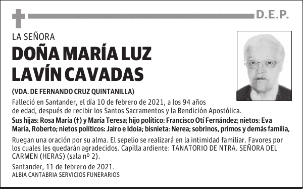 DOÑA MARÍA LUZ LAVÍN CAVADAS