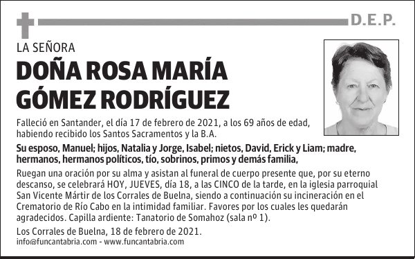 DOÑA ROSA MARÍA GÓMEZ RODRÍGUEZ