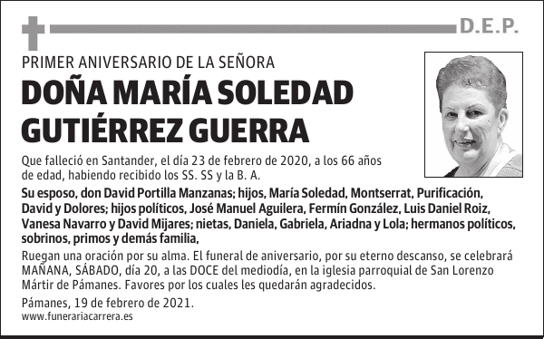 DOÑA MARÍA SOLEDAD GUTIÉRREZ GUERRA