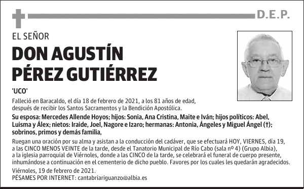 DON AGUSTÍN PÉREZ GUTIÉRREZ