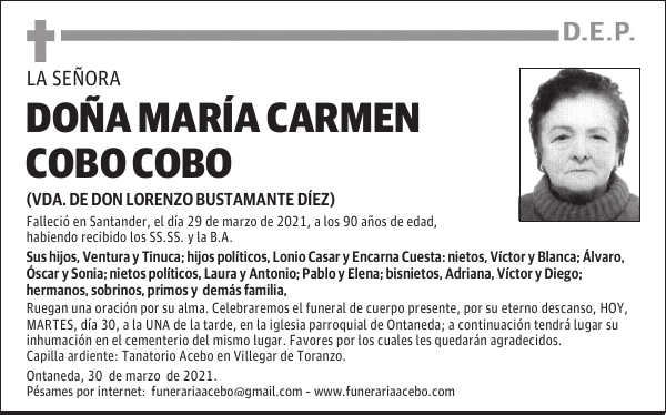 DOÑA MARÍA CARMEN COBO COBO