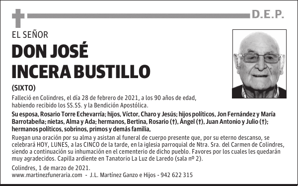 DON JOSÉ INCERA BUSTILLO